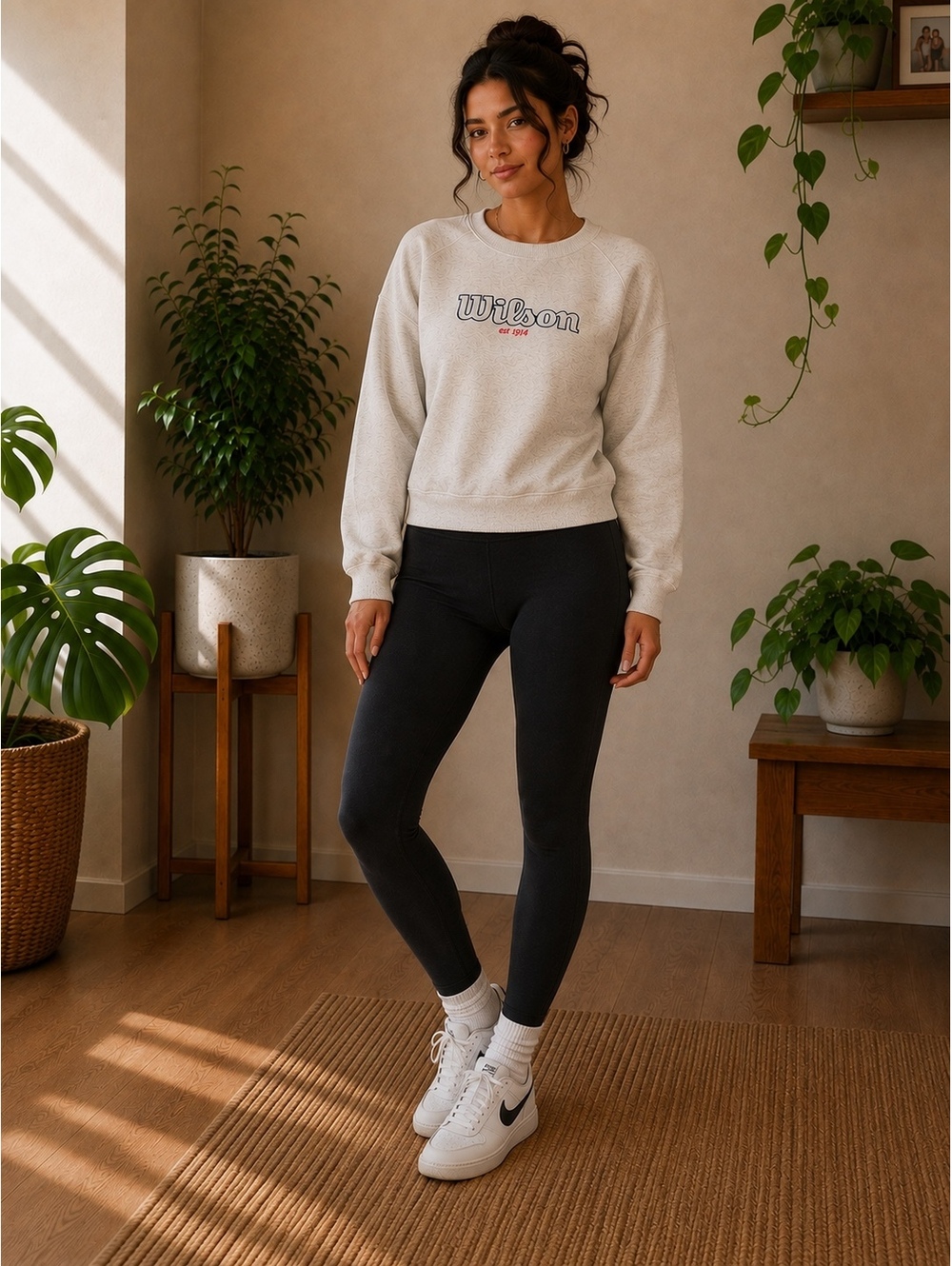 Wilson Est 1914 Grey Cropped Crewneck Sweatshirt; Athleisure; Tenniscore, Large - Picture 2 of 9
